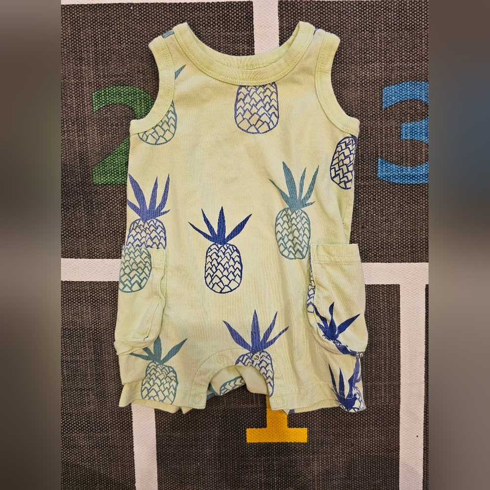 Tea collection tank top/ shorts onsie, pineapple design, size 6-9 months